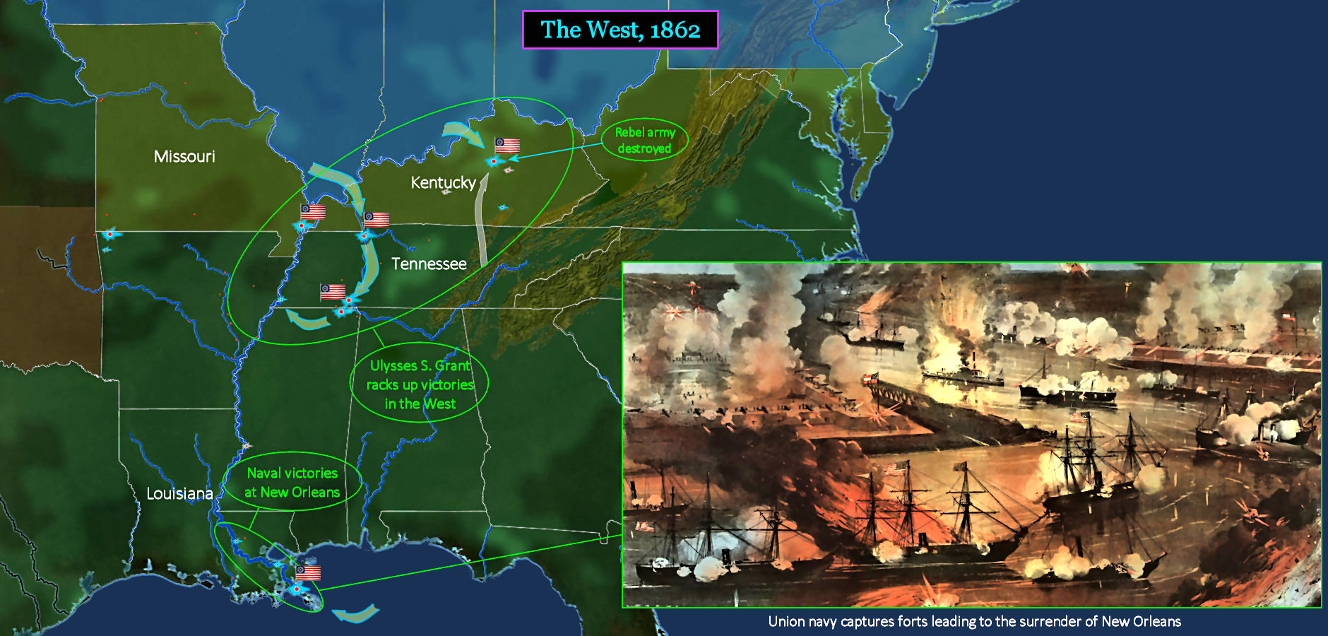 Civil War in the West, 1862 map